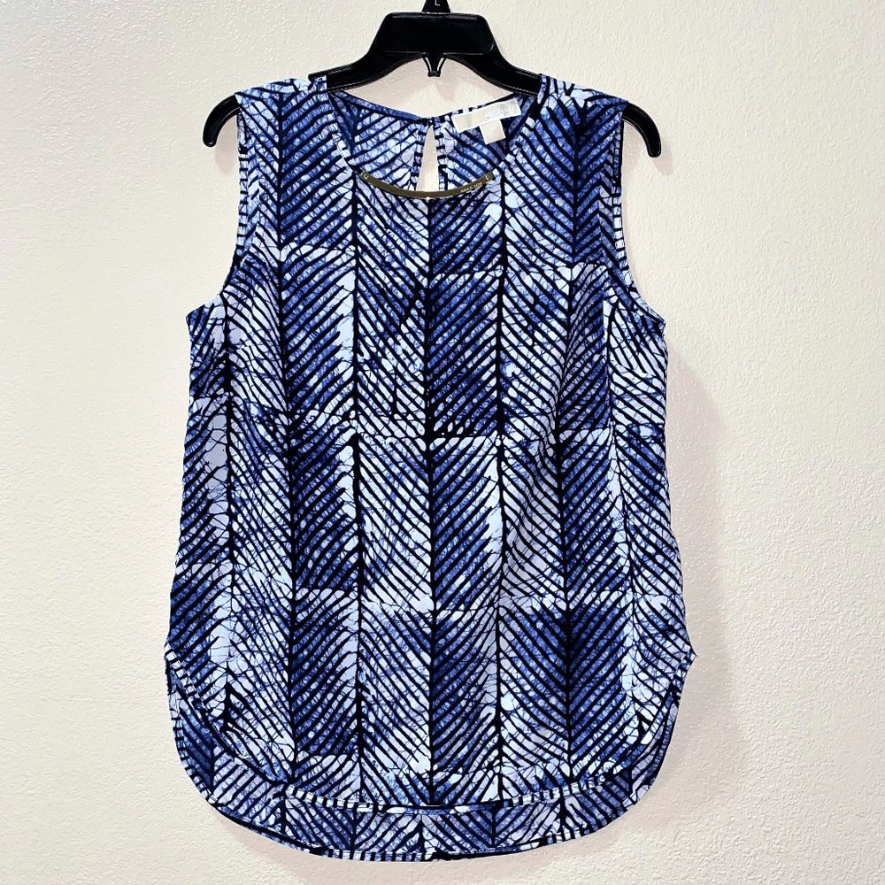 Michael Kor's Women's Sleeveless Top Blouse, Blue/White Size M